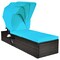 Costway Patio Rattan Lounge Chair Chaise Cushioned Top Canopy Adjustable Turquoise